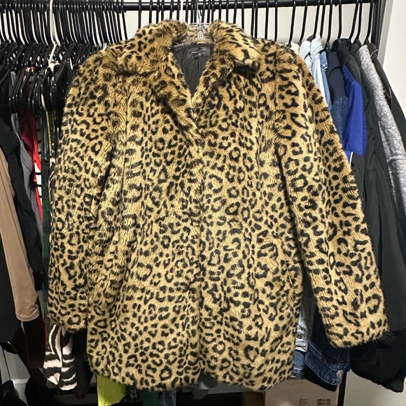 Zara Leopard Print Faux Fur Jacket - Picture 3 of 3